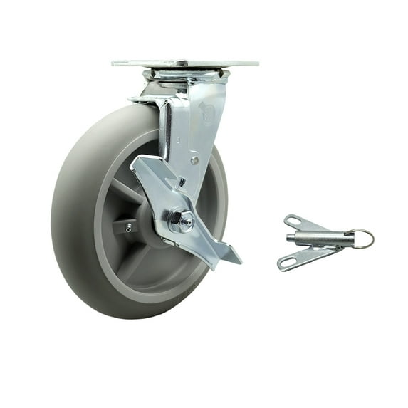 8 Inch Thermoplastic Rubber Caster with Ball Bearing and Brake/Swivel Lock SCC