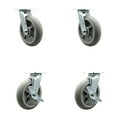 thumbnail image 1 of 8 Inch Thermoplastic Rubber Swivel Caster Set with Roller Bearings 2 Brakes SCC, 1 of 2