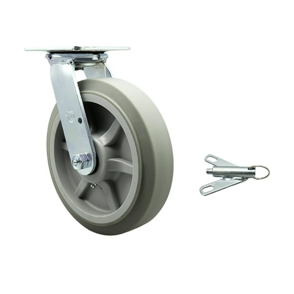 8 Inch Thermoplastic Rubber Swivel Caster with Ball Bearing and Swivel Lock SCC