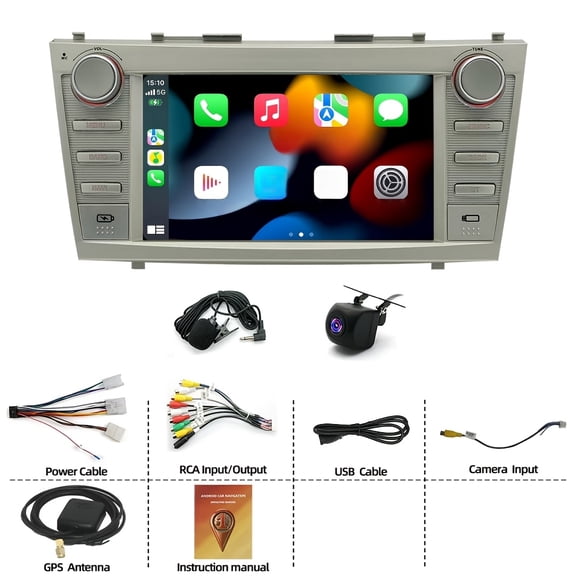 8 Inch Touchscreen Android 15 Car Stereo Head Unit for Toyota Camry 2007-2011, 2GB+32GB Built-in DSP Bluetooth 5.0 GPS Navigation Multimedia Player Support WiFi Bluetooth