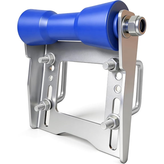 8 Inch Trailer Keel Roller with Bracket and U-Bolts,Blue Keel Roller Kit Assembly for Easy Loading and Launching,Galvanized Steel