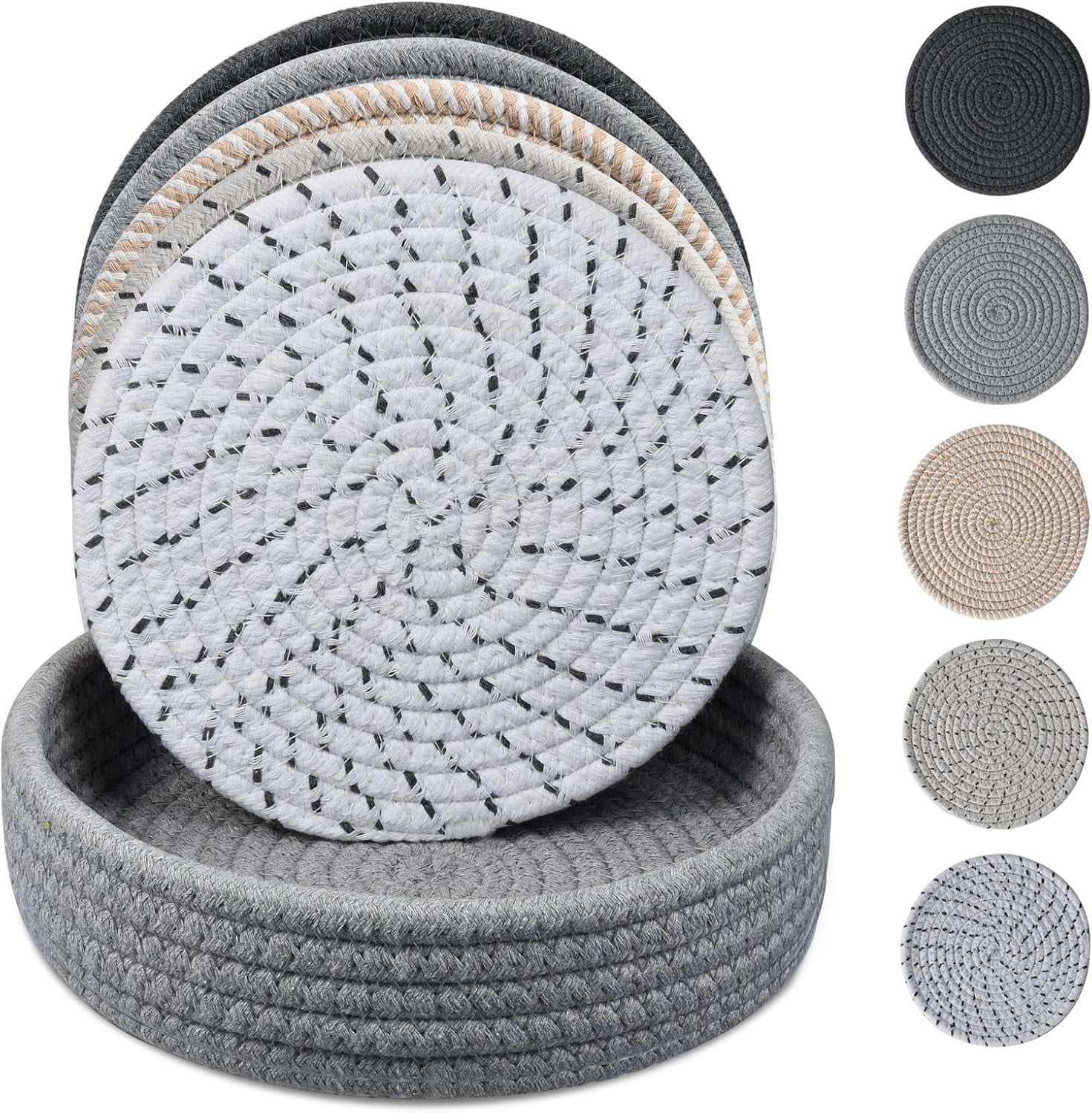 8 Inch Trivets for Dishes, Pots and Pans, Pot Holders for Kitchen, 5 Pcs Thick Heat Resistant Hot Pads for Kitchen, Countertop Hot Pad with Storage Basket - Walmart.com