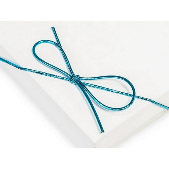 8 Inch Turquoise Metallic Stretch Loops With Bow - 50 Pack