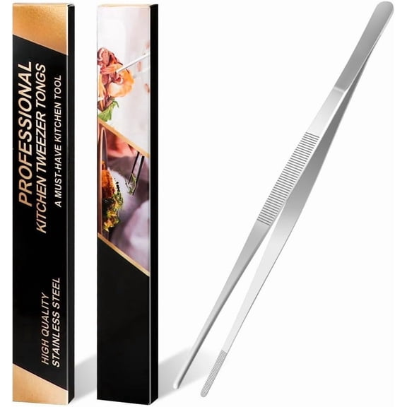 8 Inch Tweezers Stainless Steel Precision Culinary Tweezer Kitchen Straight Tweezers Tongs