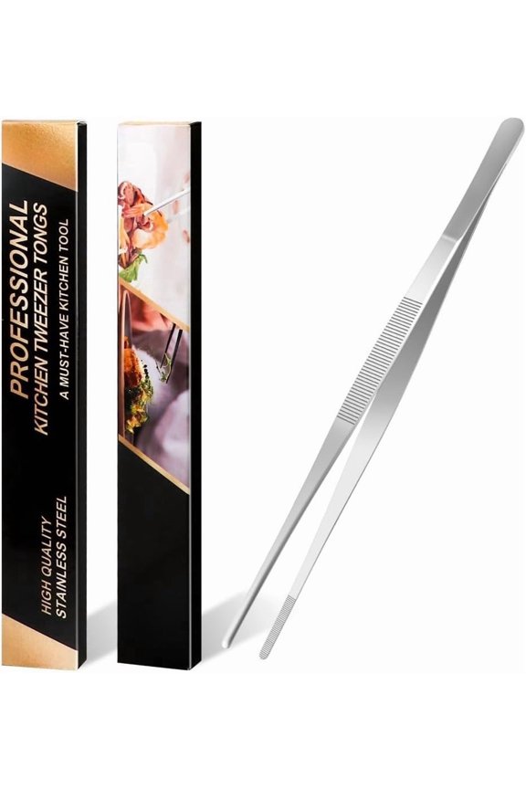 8 Inch Tweezers Stainless Steel Precision Culinary Tweezer Kitchen Straight Tweezers Tongs