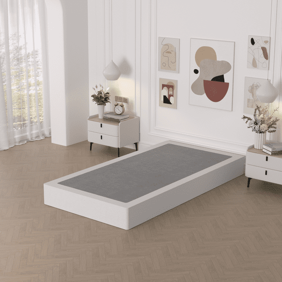 Awesofurni 8-inch Twin Box Spring, Heavy Duty Metal Mattress Foundation with Fabric Cover, Easy Assembly, Noise-Free