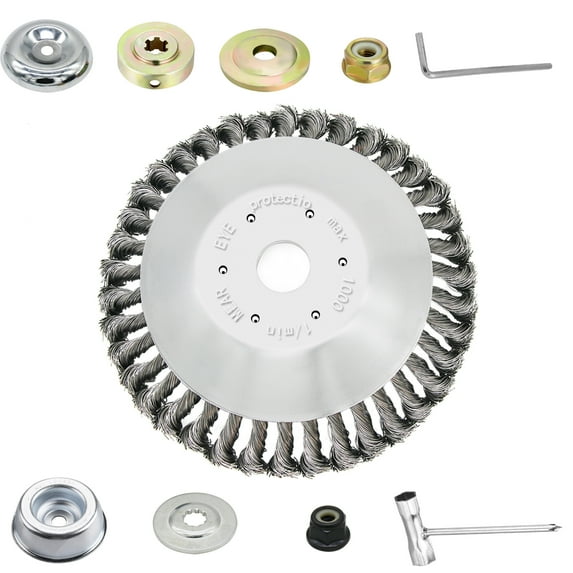 8 Inch Steel Wire Trimmer Head, Unbreakable Wired Trimmer Blade Yard Patio Wire Weed Eater Head Trimmer Head Replacement with 2 Pack of Adapters kit for Weed Wacker