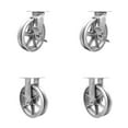 thumbnail image 1 of 8 Inch V Groove Semi Steel Caster Set with Ball Bearings 2 Brakes 2 Rigid SCC, 1 of 2