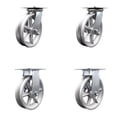 thumbnail image 1 of 8 Inch V Groove Semi Steel Caster Set with Ball Bearings 2 Swivel 2 Rigid SCC, 1 of 2