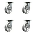 thumbnail image 1 of 8 Inch V Groove Semi Steel Caster Set with Roller Bearings and Swivel Locks SCC, 1 of 2