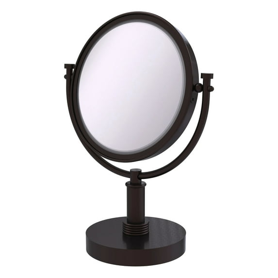 8 Inch Vanity Top Make-Up Mirror with Grooved Accents - Antique Bronze / 3X
