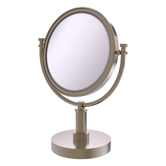 8 Inch Vanity Top Make-Up Mirror with Smooth Accents - Antique Pewter / 3X