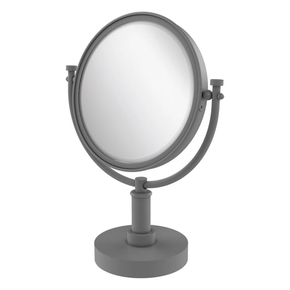 8 Inch Vanity Top Make-Up Mirror with Smooth Accents - Matte Gray / 4X