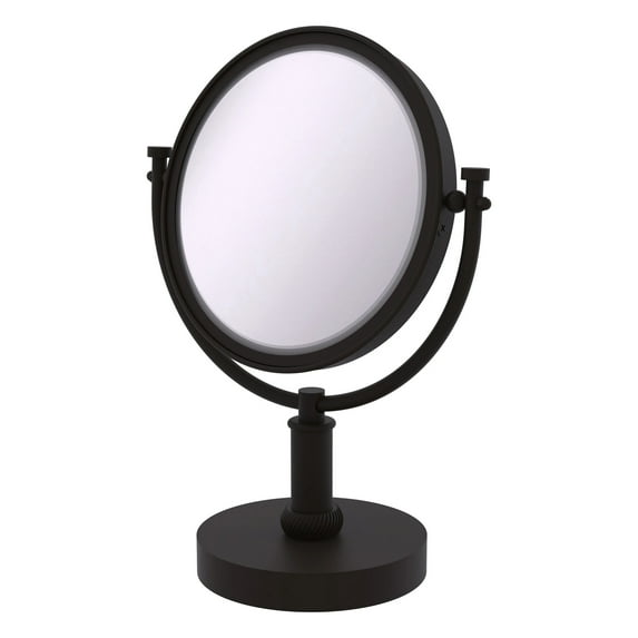 8 Inch Vanity Top Make-Up Mirror with Twisted Accents - Oil Rubbed Bronze / 4X