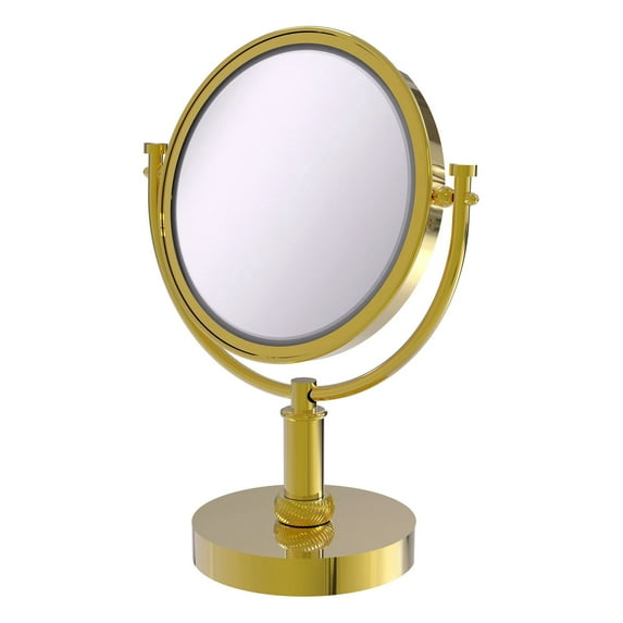 8 Inch Vanity Top Make-Up Mirror with Twisted Accents - Polished Brass / 2X