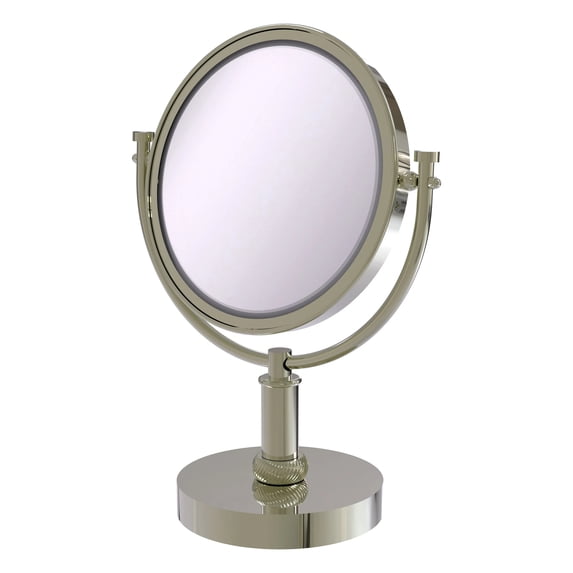 8 Inch Vanity Top Make-Up Mirror with Twisted Accents - Polished Nickel / 5X