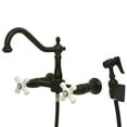 thumbnail image 1 of 8 Inch Wall Mount Kitchen Faucet With Brass Sprayer - Oil Rubbed Bronze Finish, 1 of 1