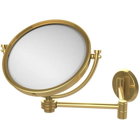 8 Inch Wall Mounted Extending Make-Up Mirror with Dotted Accents - Polished Brass / 3X
