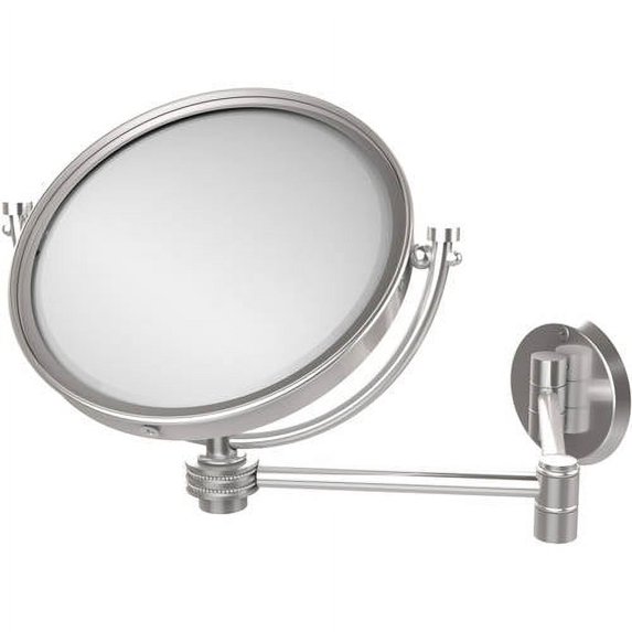 8 Inch Wall Mounted Extending Make-Up Mirror with Dotted Accents - Satin Chrome / 5X