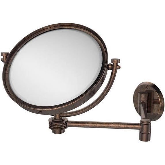 8 Inch Wall Mounted Extending Make-Up Mirror with Dotted Accents - Venetian Bronze / 4X
