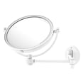 thumbnail image 1 of 8 Inch Wall Mounted Extending Make-Up Mirror with Grooved Accents - Matte White / 3X, 1 of 11