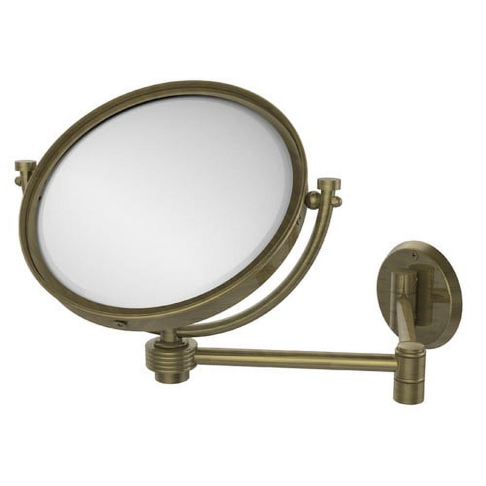8 Inch Wall Mounted Extending MakeUp Mirror with Grooved Accents