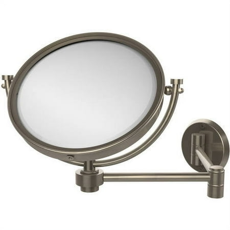 8 Inch Wall Mounted Extending Make-Up Mirror with Smooth Accents - Antique Pewter / 3X