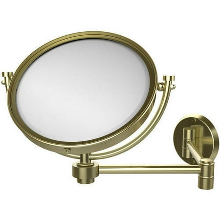 8 Inch Wall Mounted Extending Make-Up Mirror with Smooth Accents - Satin Brass / 2X