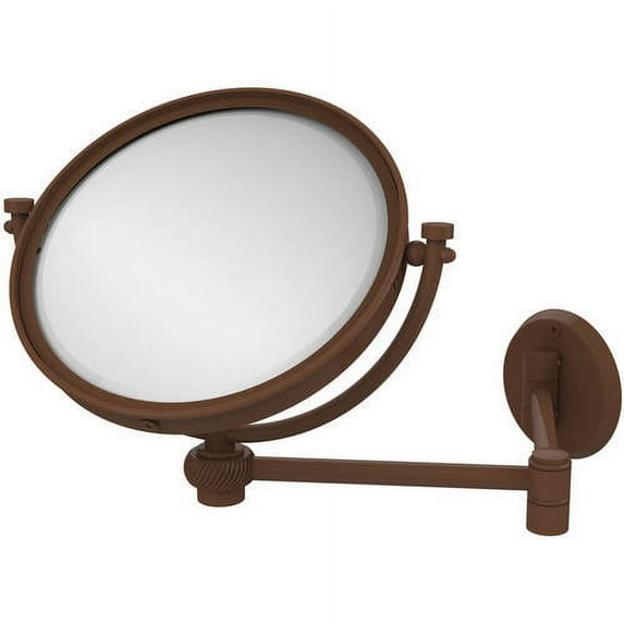 8 Inch Wall Mounted Extending Make-Up Mirror with Twisted Accents - Antique Bronze / 3X