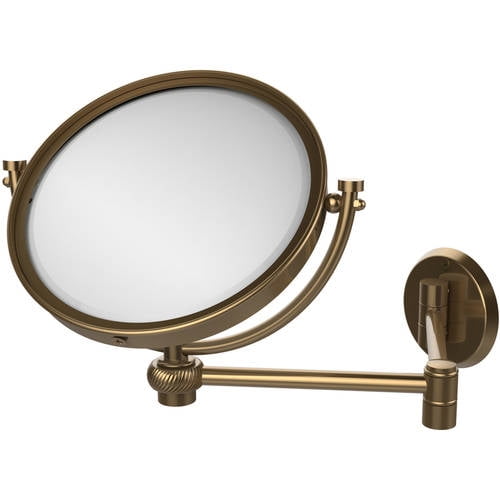 8 Inch Wall Mounted Extending Make-Up Mirror with Twisted Accents - Brushed Bronze / 4X
