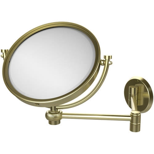 8 Inch Wall Mounted Extending Make-Up Mirror with Twisted Accents - Satin Brass / 2X