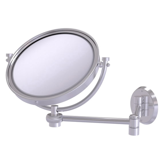 8 Inch Wall Mounted Extending Make-Up Mirror with Twisted Accents - Satin Chrome / 2X