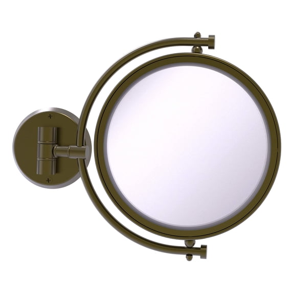 8 Inch Wall Mounted Make-Up Mirror - Antique Brass / 5X
