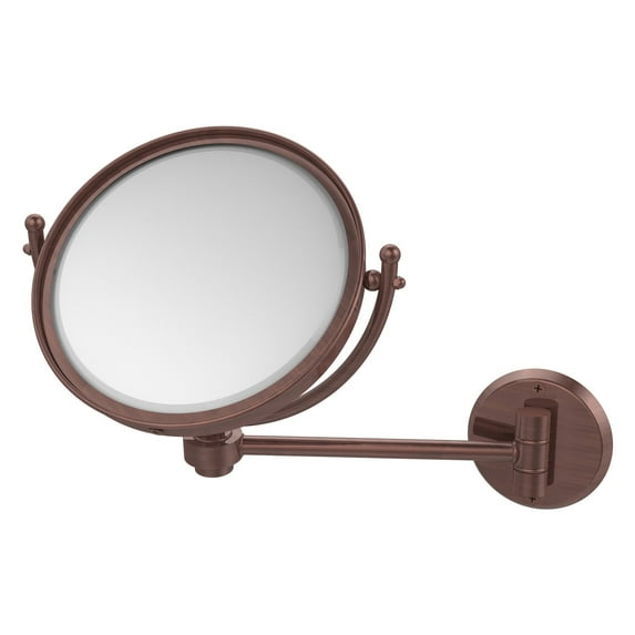 8 Inch Wall Mounted Make-Up Mirror with Smooth Accents - Antique Copper / 4X