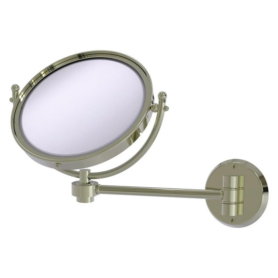 8 Inch Wall Mounted Make-Up Mirror with Smooth Accents - Polished Nickel / 2X