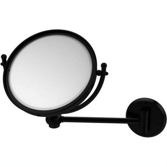 8 Inch Wall Mounted Make-Up Mirror with Twisted Accents - Matte Black / 5X