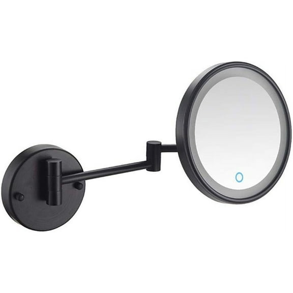 8-Inch Wall Mounted Makeup Mirror, Single-Sided, 360 Degree Swivel, Hardwired, Extendable Arm, Round, for Bathroom