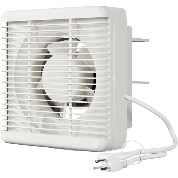 8 Inch Wall Mounted Shutter Exhaust Fan with Automatic Shutter, 177 CFM Quiet  Plug in Wall Exhaust Fan, Window Extractor Ventilation Fan for Bathroom, Attic, Garage, Shed, 25W, White