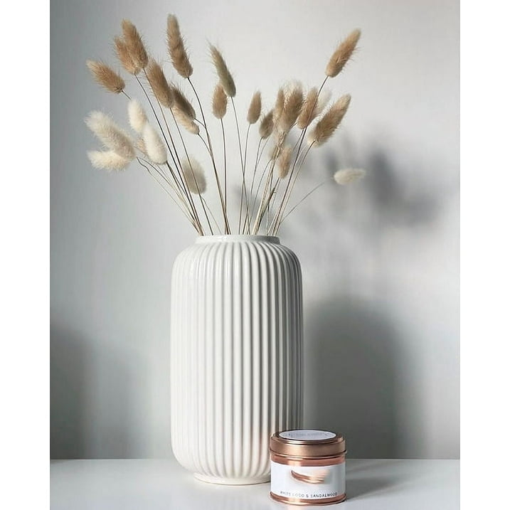 ILLUVA 8” Ceramic Minimalist Vase Bold Geometric Design White