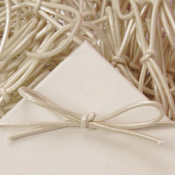 8 Inch White Metallic Stretch Loops With Bow - 100 Pack