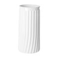 thumbnail image 1 of 8 Inch White Ribbed Glass Flower Vase, Modern Textured Decor Vessel, Elegant Centerpiece Supply for Living Room Dining Table Bathroom Office Wedding Bouquet Display, 1 of 6