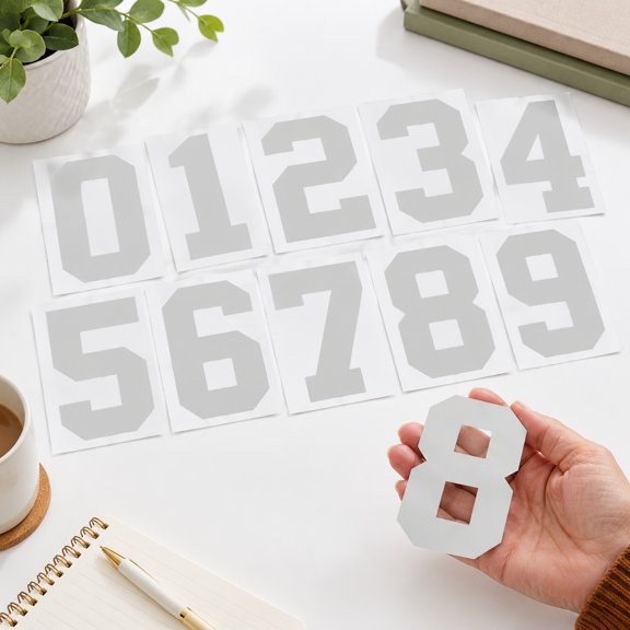 8 Inch White Vinyl Mailbox Number Stickers 0-9, 8 Sheets Total