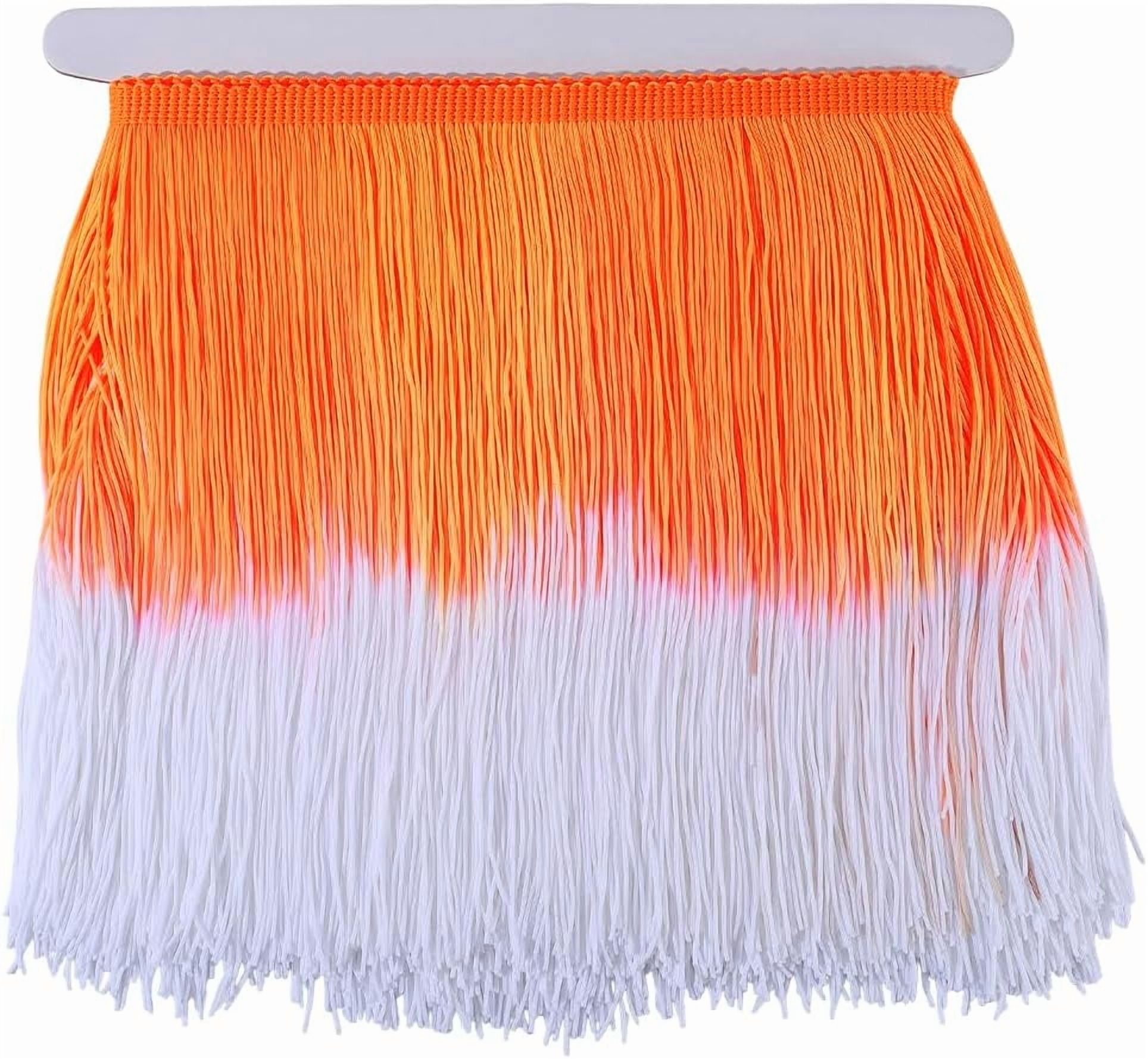 8 Inch Wide Sewing Fringe Nylon Tassel Ribbon 3 Yards Gradient Orange Chinlon Lace Ribbon Trimming