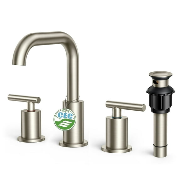 TVOFEK 8 inch Bathroom Faucet 3 Hole, Brushed Nickel Vanity Faucet with Metal Pop-Up Drain and Aerator for Restroom Lavatory RV Basin