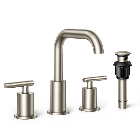 TVOFEK 8 inch Bathroom Faucet 3 Hole, Brushed Nickel Vanity Faucet with Metal Pop-Up Drain and Aerator for Restroom Lavatory RV Basin