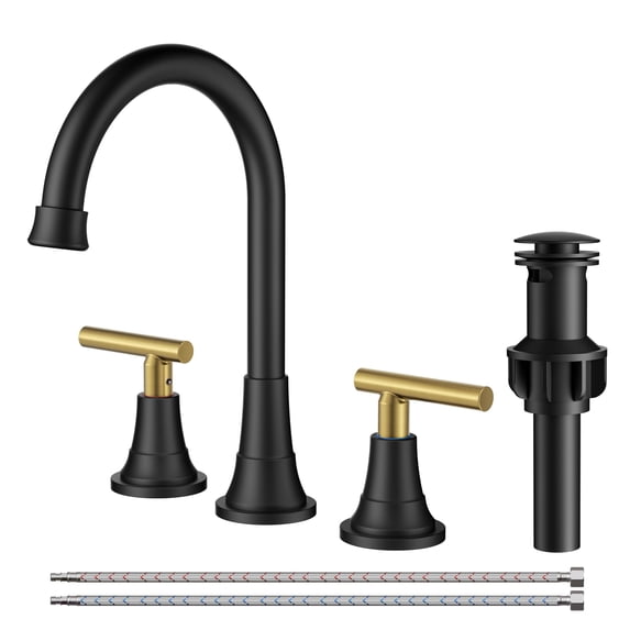 8 Inch Widespread Bathroom Faucet Black And 2 Handle Mix Color Rv Matte ...