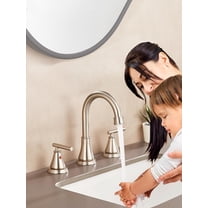 8 Inch Widespread Bathroom Sink Faucet 3 Hole 2-Pack, Brushed Nickel with Metal Pop-Up Drain Assembly,2 Handle for Sink Vanity