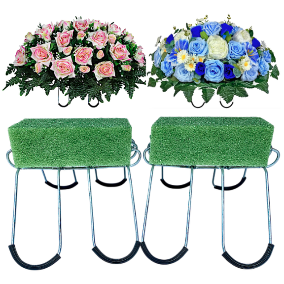 8 Inch Wire Rustproof Galvanized Small Gravestone Saddle Cemetery Headstone Saddle with Foam Attached