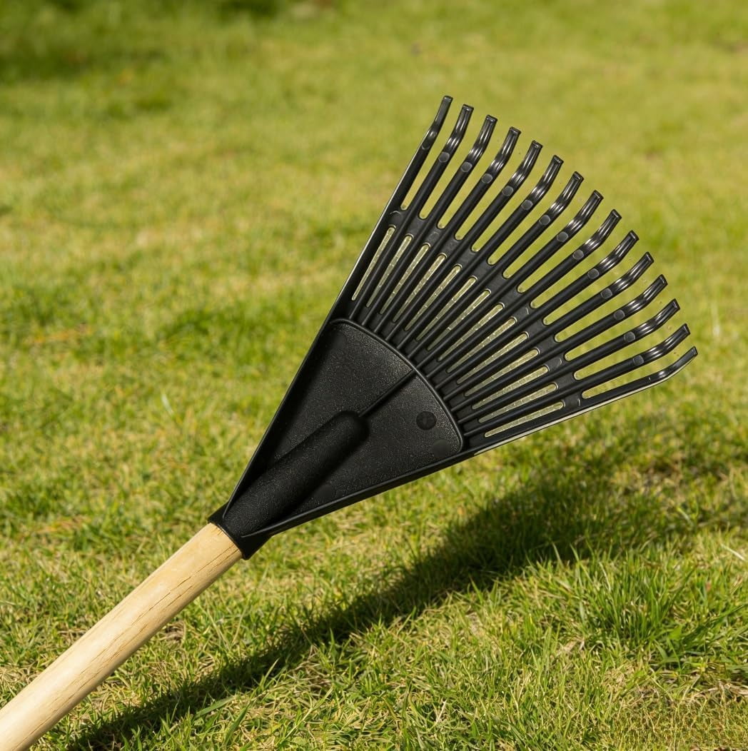 Small Gardenner Rake 8-Inch Wood and Poly Leaf Rake – Small Garden Rake, Ergonomic Handle ...
