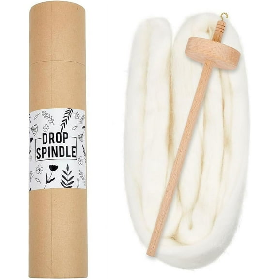 8 Inch Wood Yarn Spinner Beginner's Spinning Kit Weaving Spinning Wheels with Drop Spindle for Crocheting Yarn Making Hand Carved